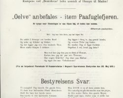 Fra en torpederet Pærekskude til Kammeraterne i Aagaard Sparekasses Bestyrelse den 20. Maj 1915.
